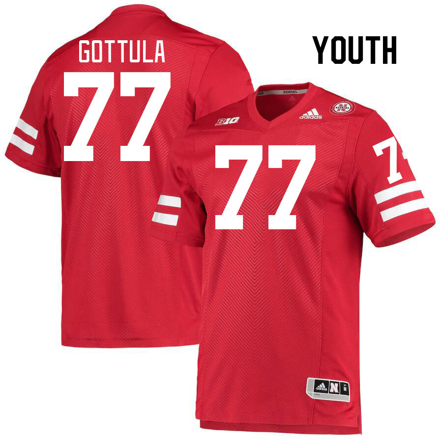 Youth #77 Gunnar Gottula Nebraska Cornhuskers College Football Jerseys Stitched Sale-Red - Click Image to Close